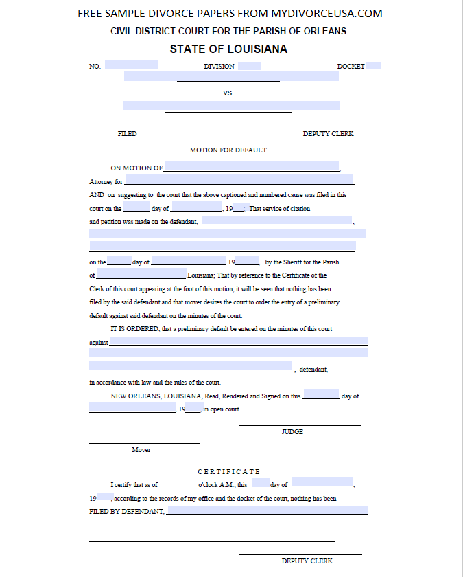 Free Printable Divorce Papers Louisiana Printable Divorce Papers